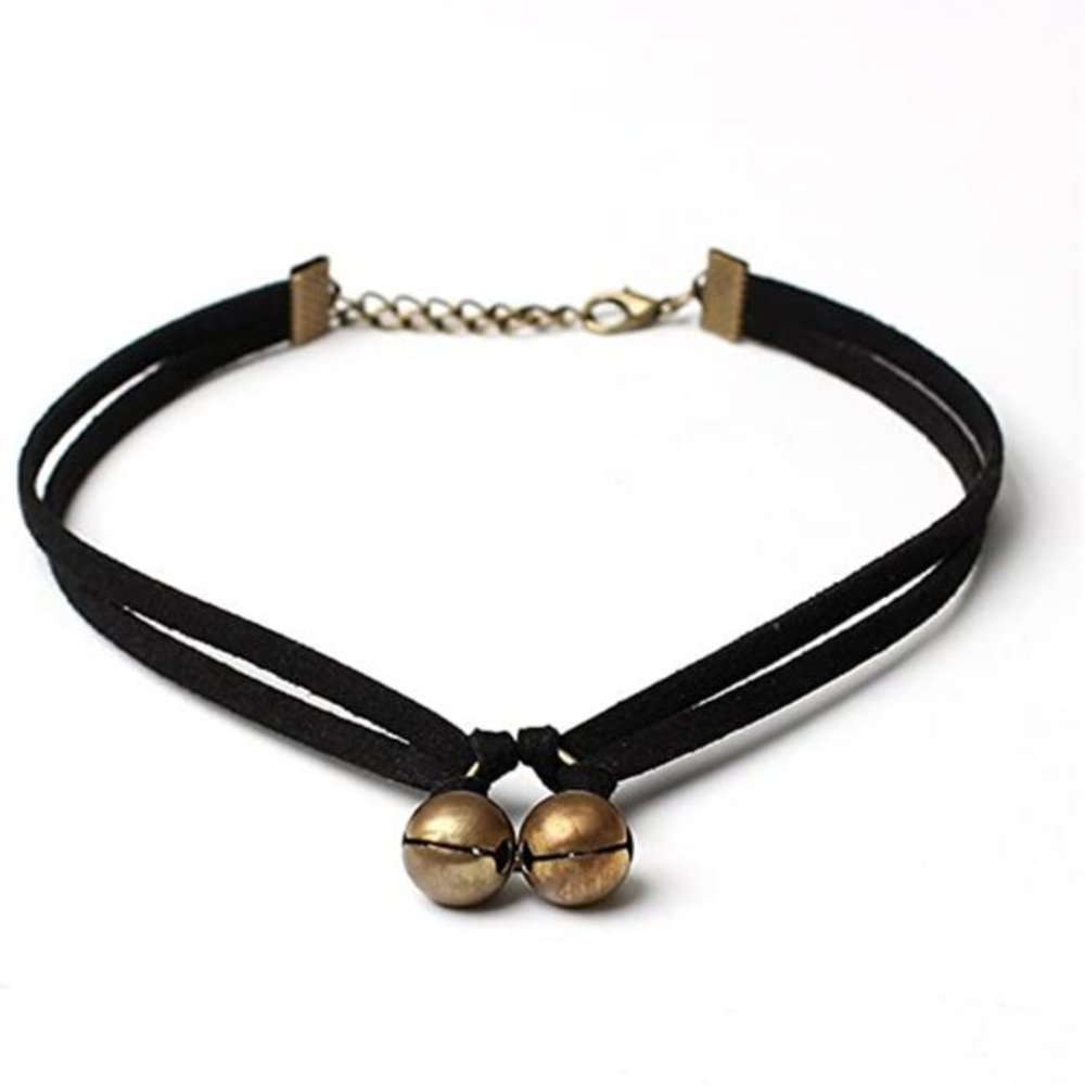4/$20 Black choker gold bells double hot topic